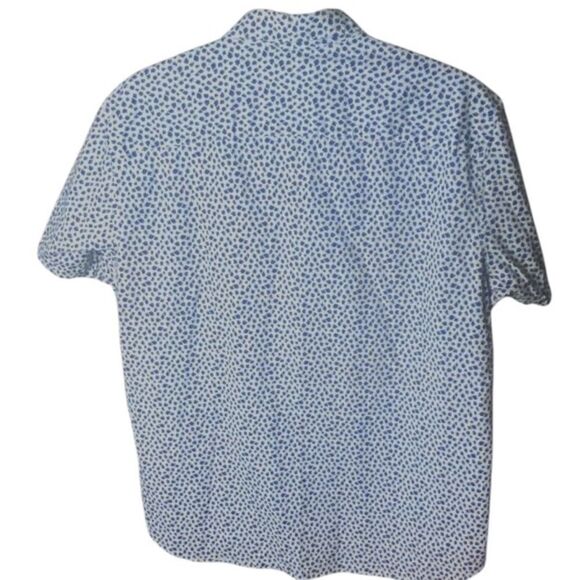 Construct Mens White Blue Floral Print Slim Fit Stretch Short Sleeve Shirt Large - Picture 4 of 6